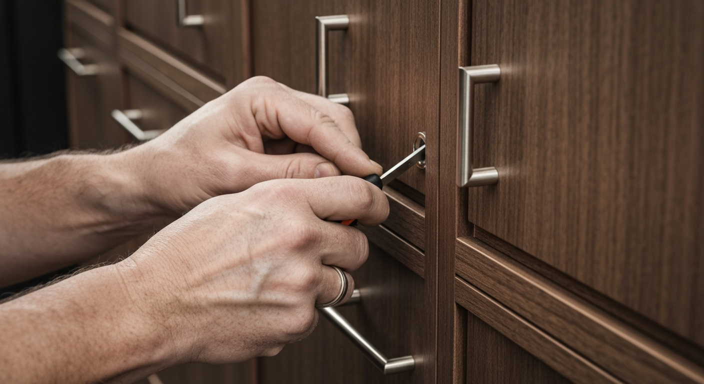 Contractor installing premium hardware demonstrating quality craftsmanship