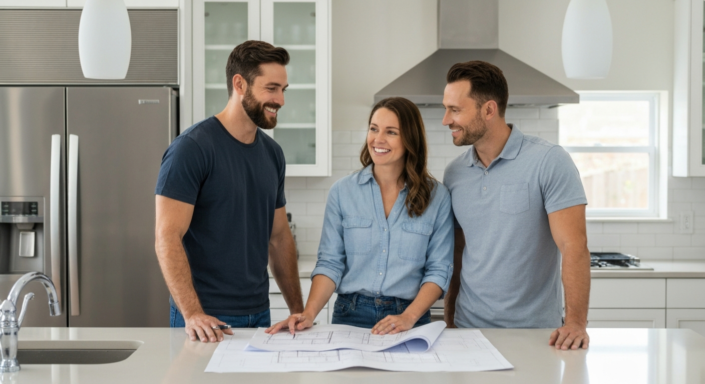 Contractor and homeowner discussing plans