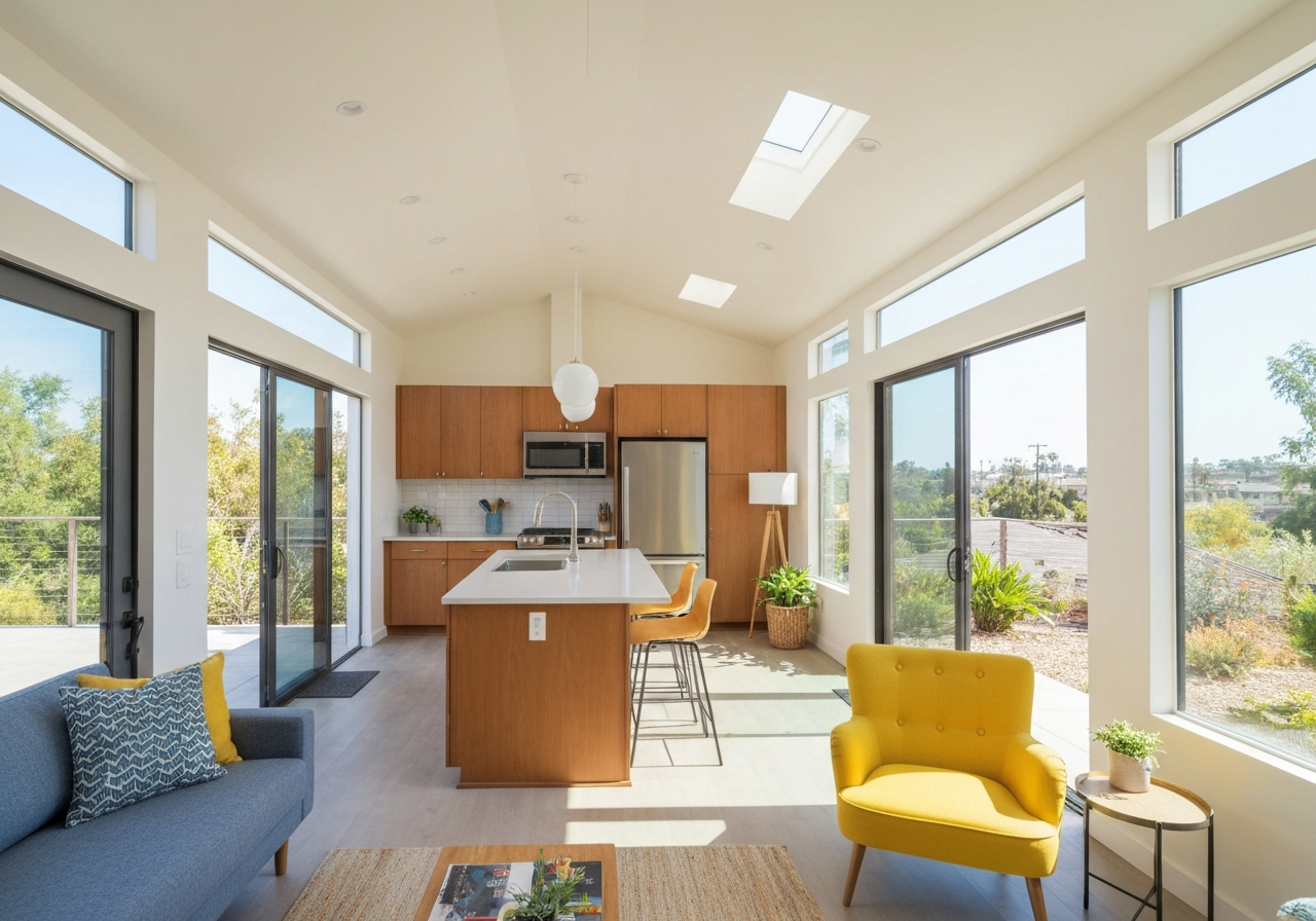 Interior of a modern ADU built by Venguard Construction in Southern California