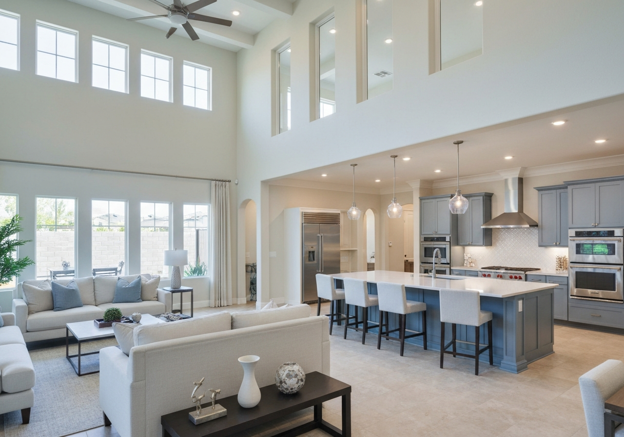 Interior of a custom built luxury new construction home in Southern California