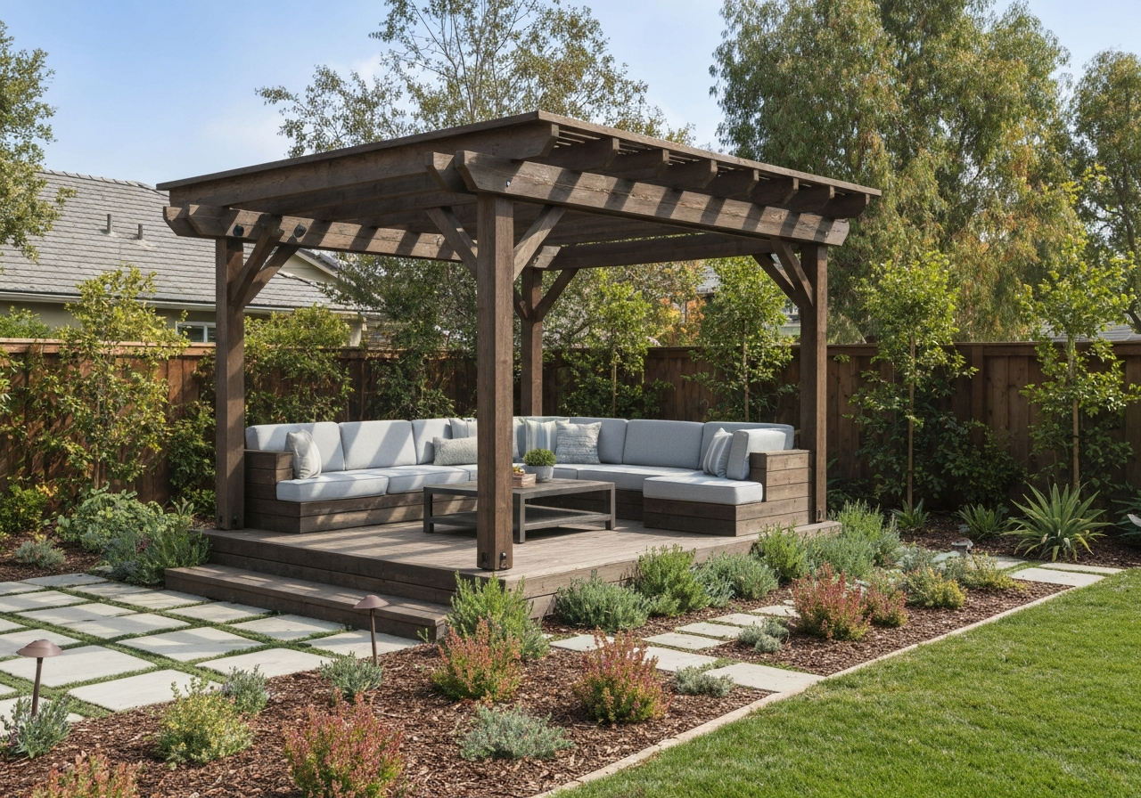 Outdoor living deck and pergola in Tustin Legacy