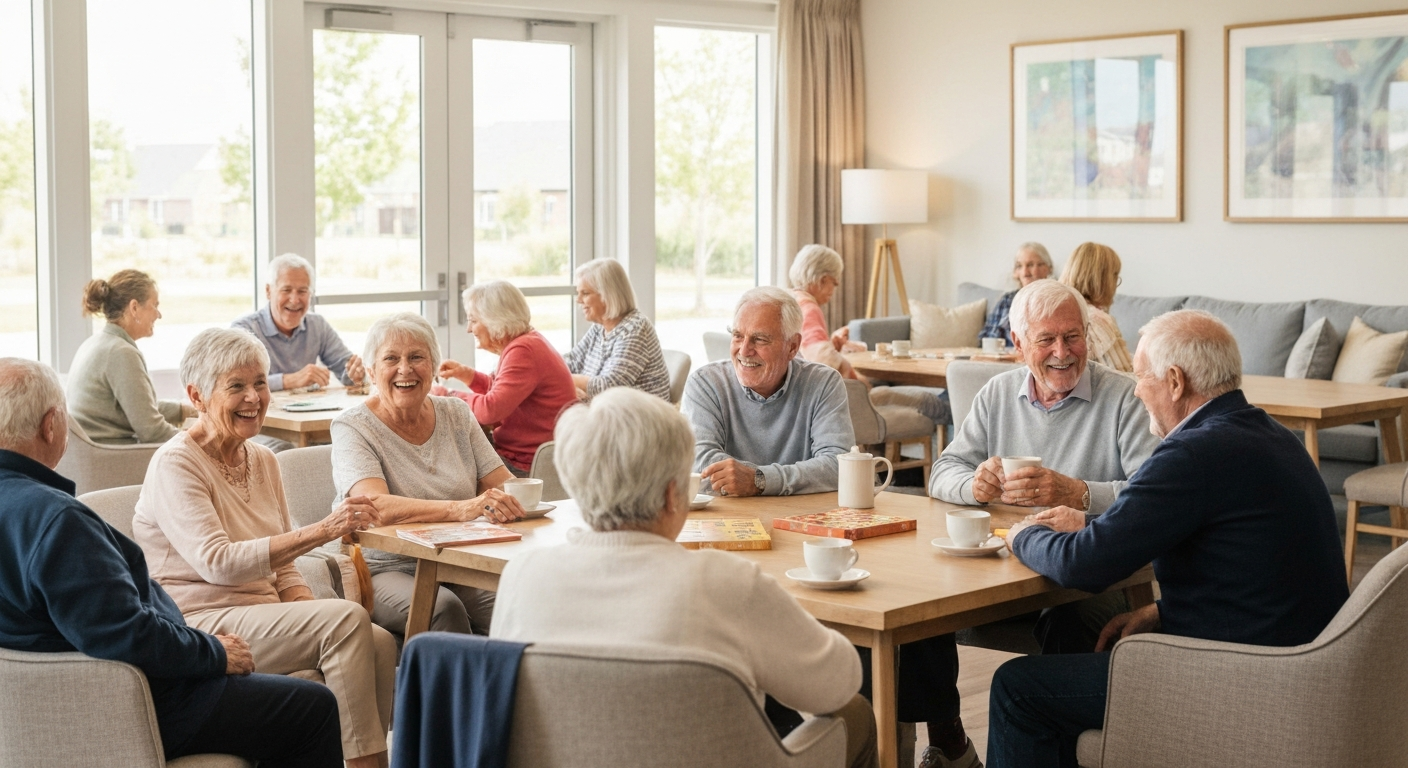 Modern 55+ community social area