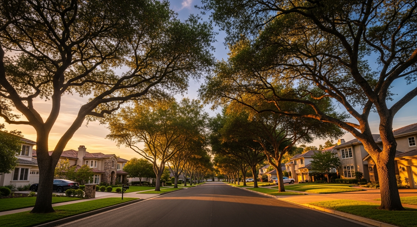Fair Oaks tree-lined streets and luxury homes