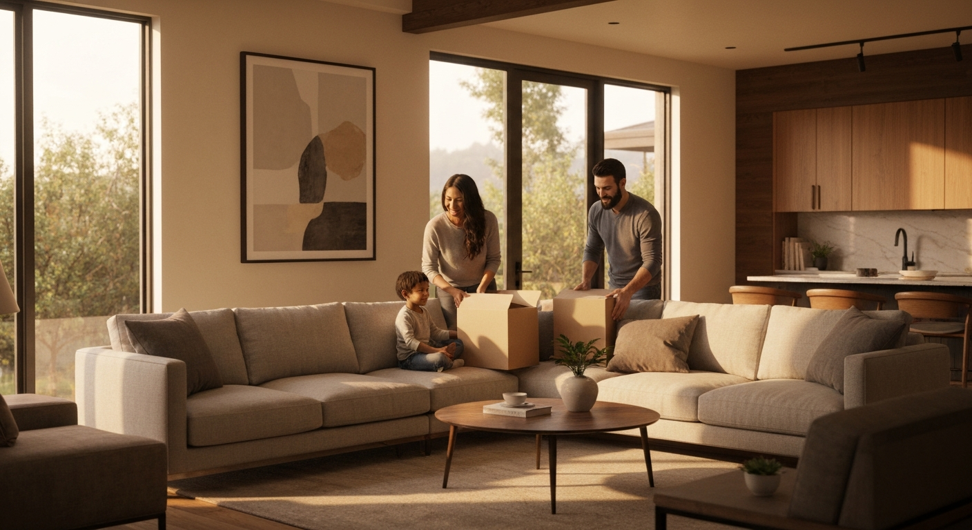 Family transitioning into a new home