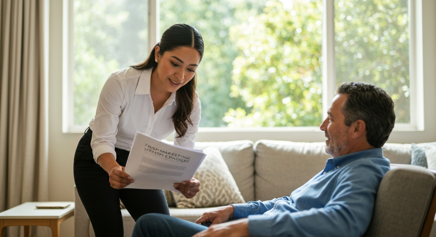 Homeowners reviewing a fresh marketing strategy