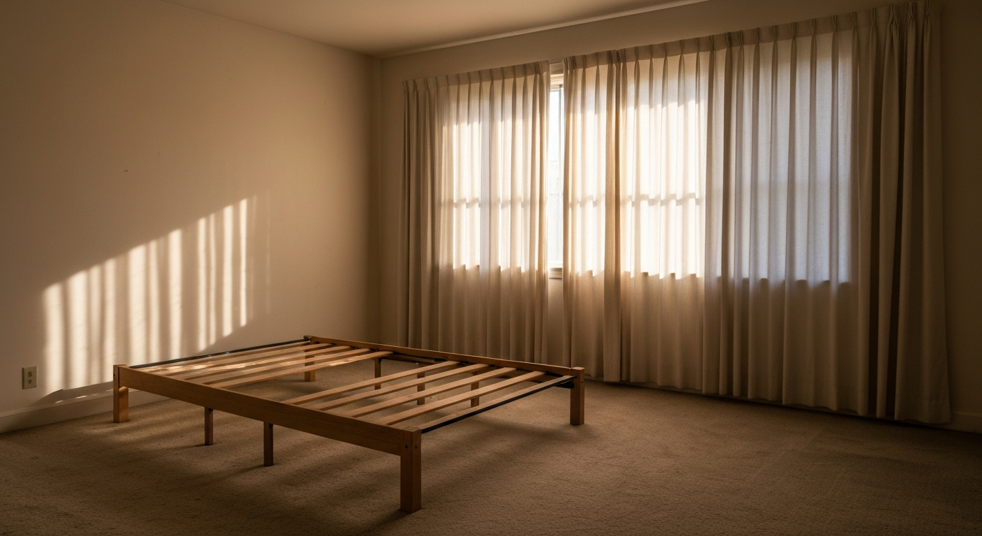 An empty, unused bedroom representing too much space