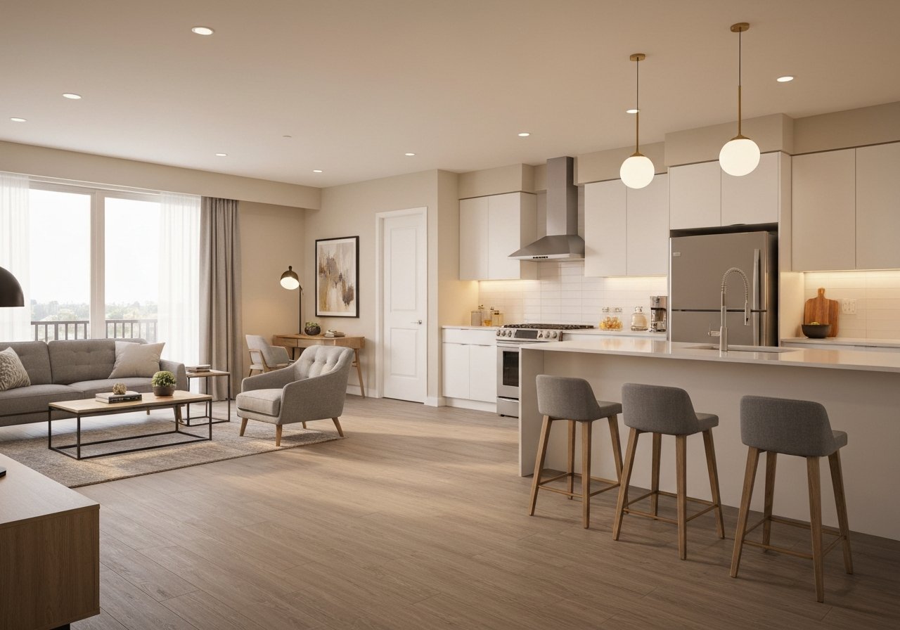 A bright, modern independent living apartment interior