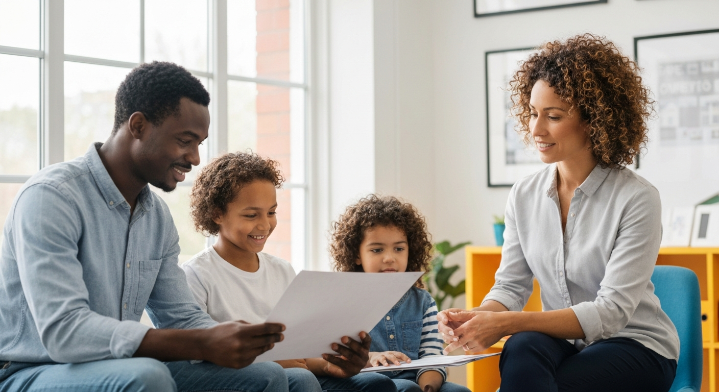 Buyers reviewing home options with an advisor