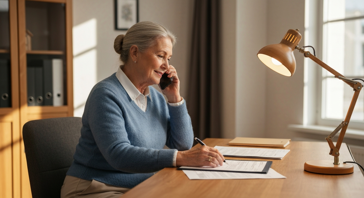 Senior woman making a phone call to start the process
