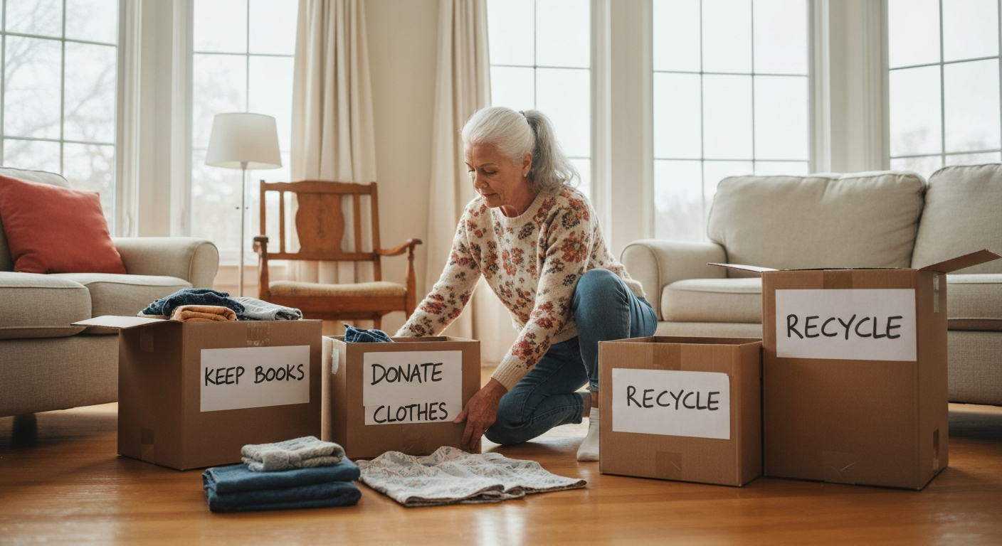 Decluttering and sorting items for a move