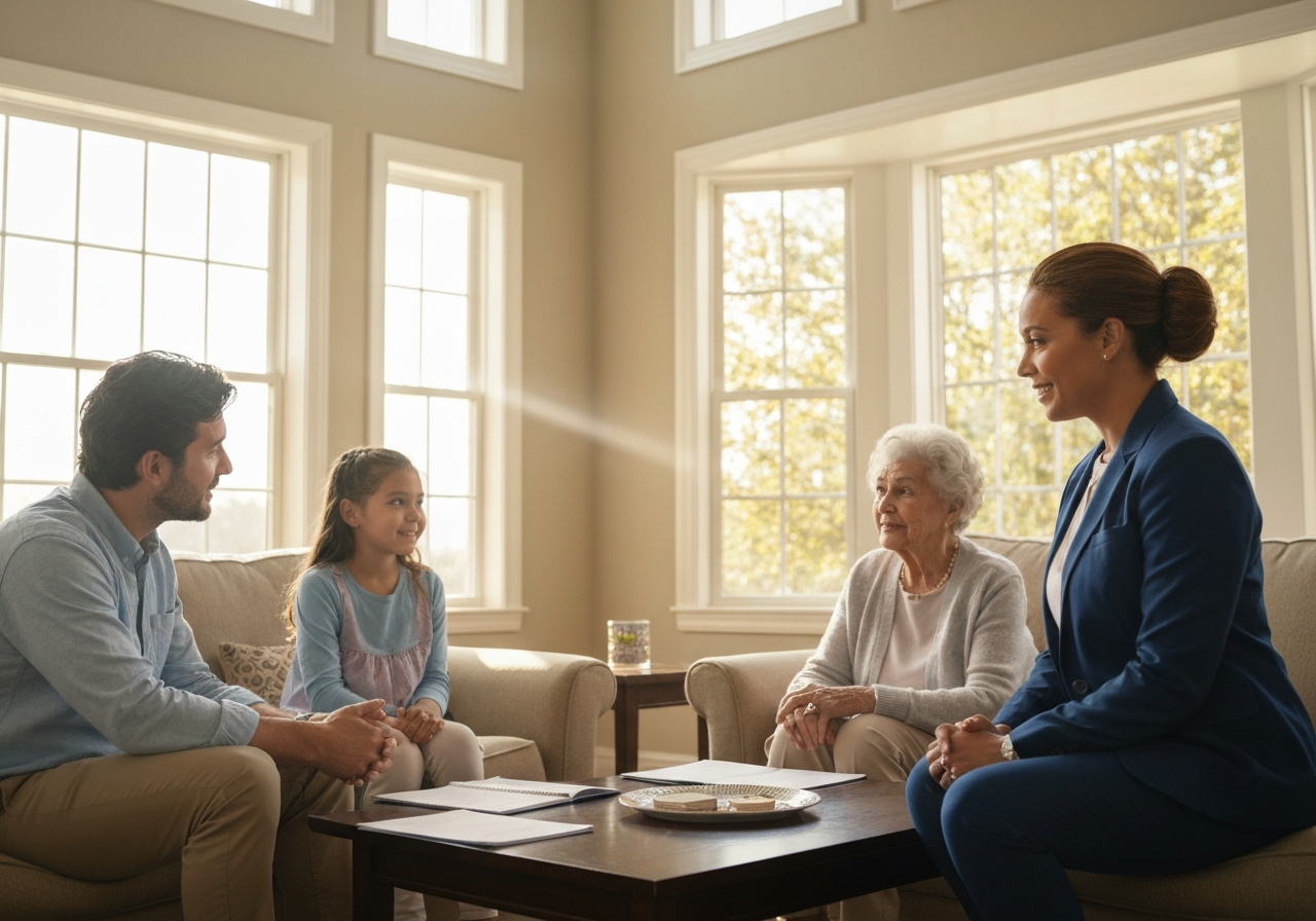 A family discussing transition options
