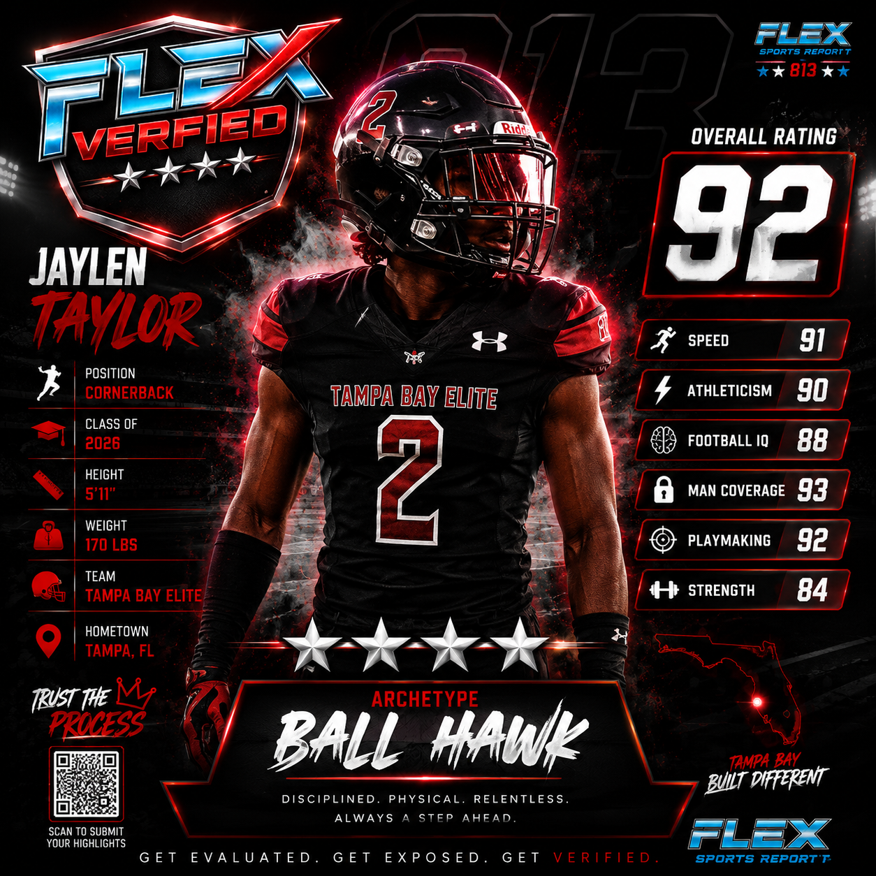 Flex Verified Player Graphic - Sample Player Card