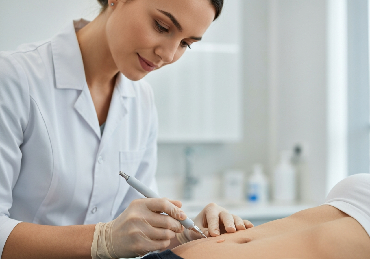 Aplicação de caneta injetável do protocolo de emagrecimento