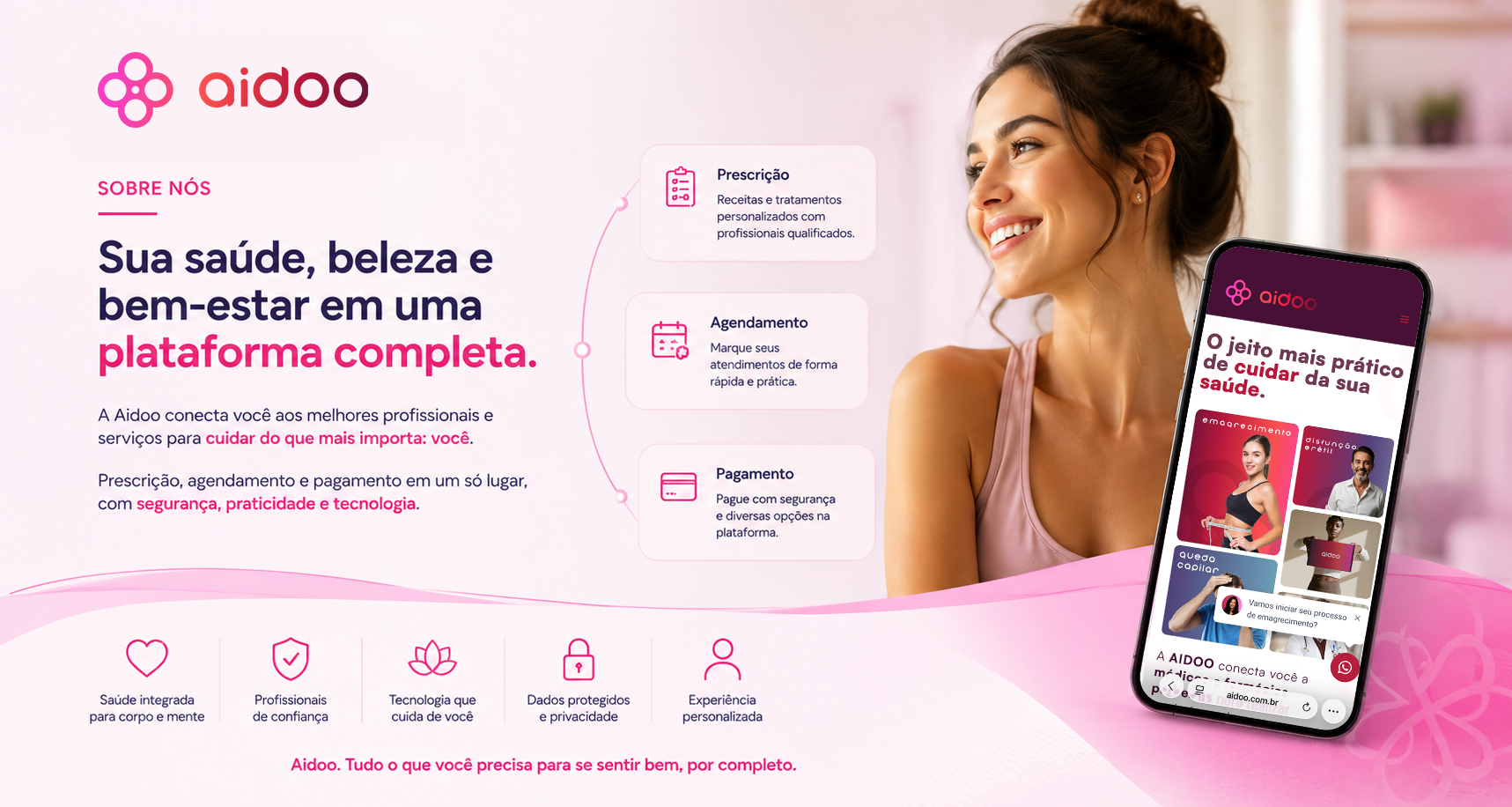 Equipe AIDOO e médicos especialistas sorrindo, representando o cuidado humano