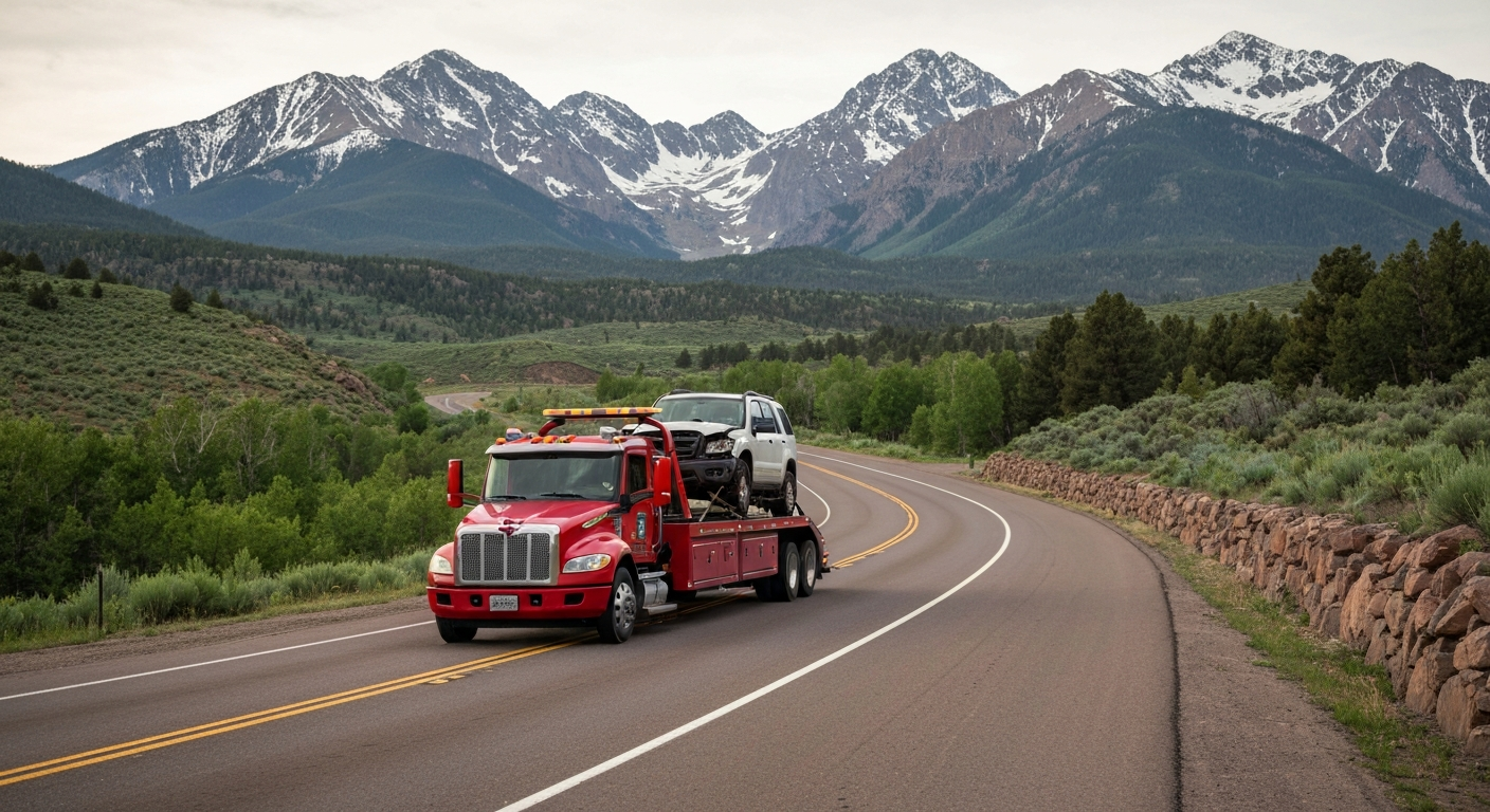 Long Distance Towing truck for vehicle transport near Littleton CO