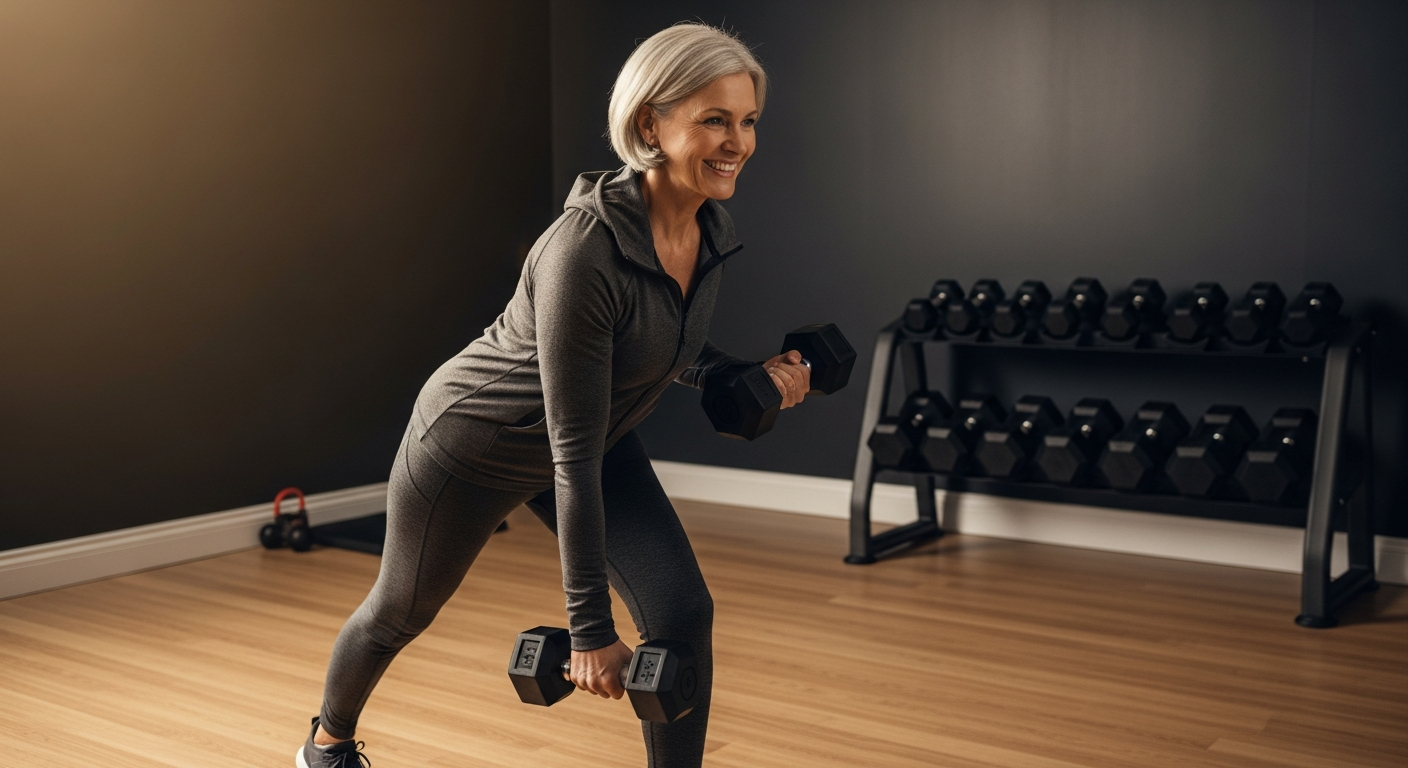 Confident adult working out in a private studio