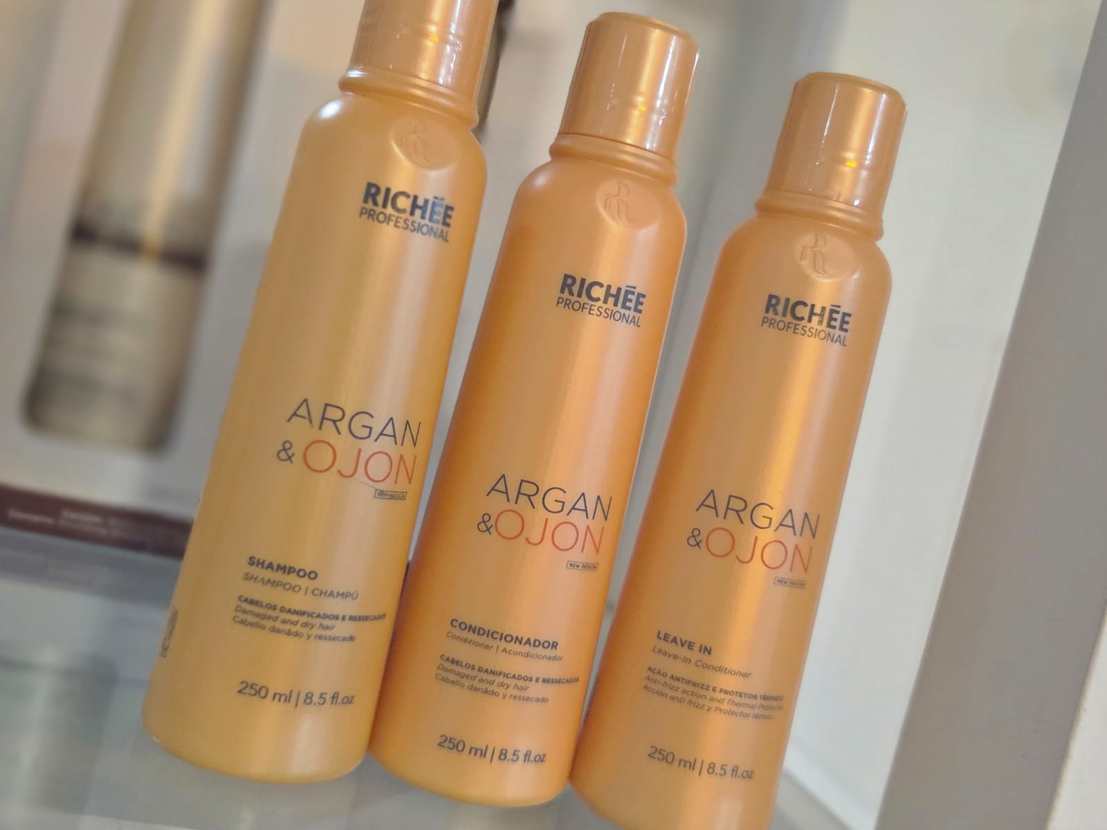 Richée Argan & Ojon — Trío Completo Shampoo, Acondicionador & Leave-in (250ml c/u)