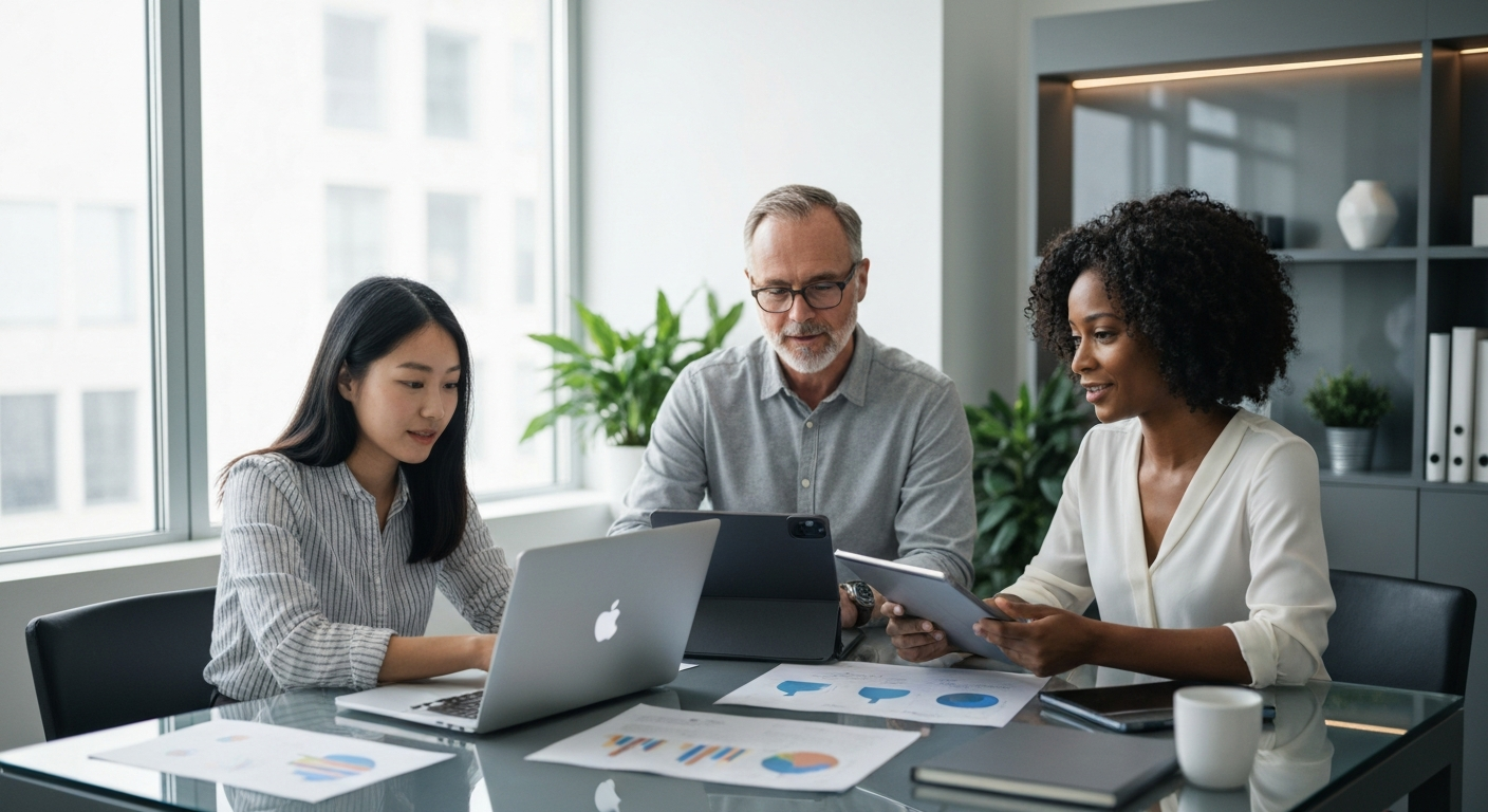 Professional digital marketing team in Rhode Island working in a modern office