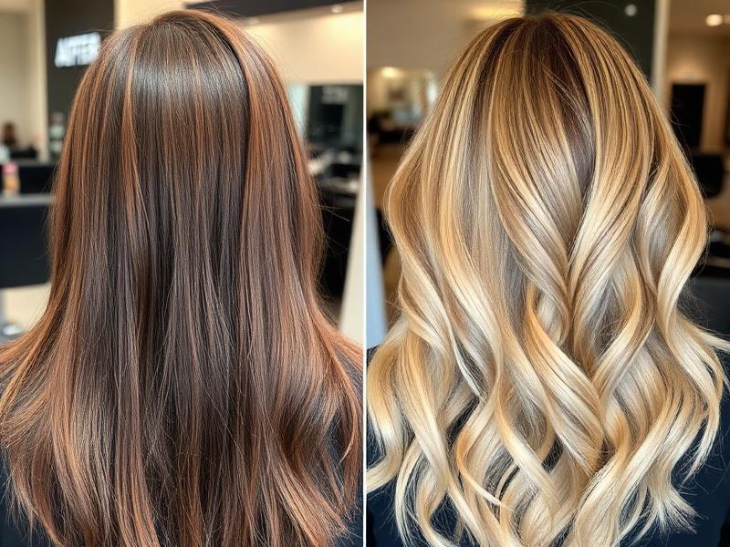 Transformación de balayage profesional