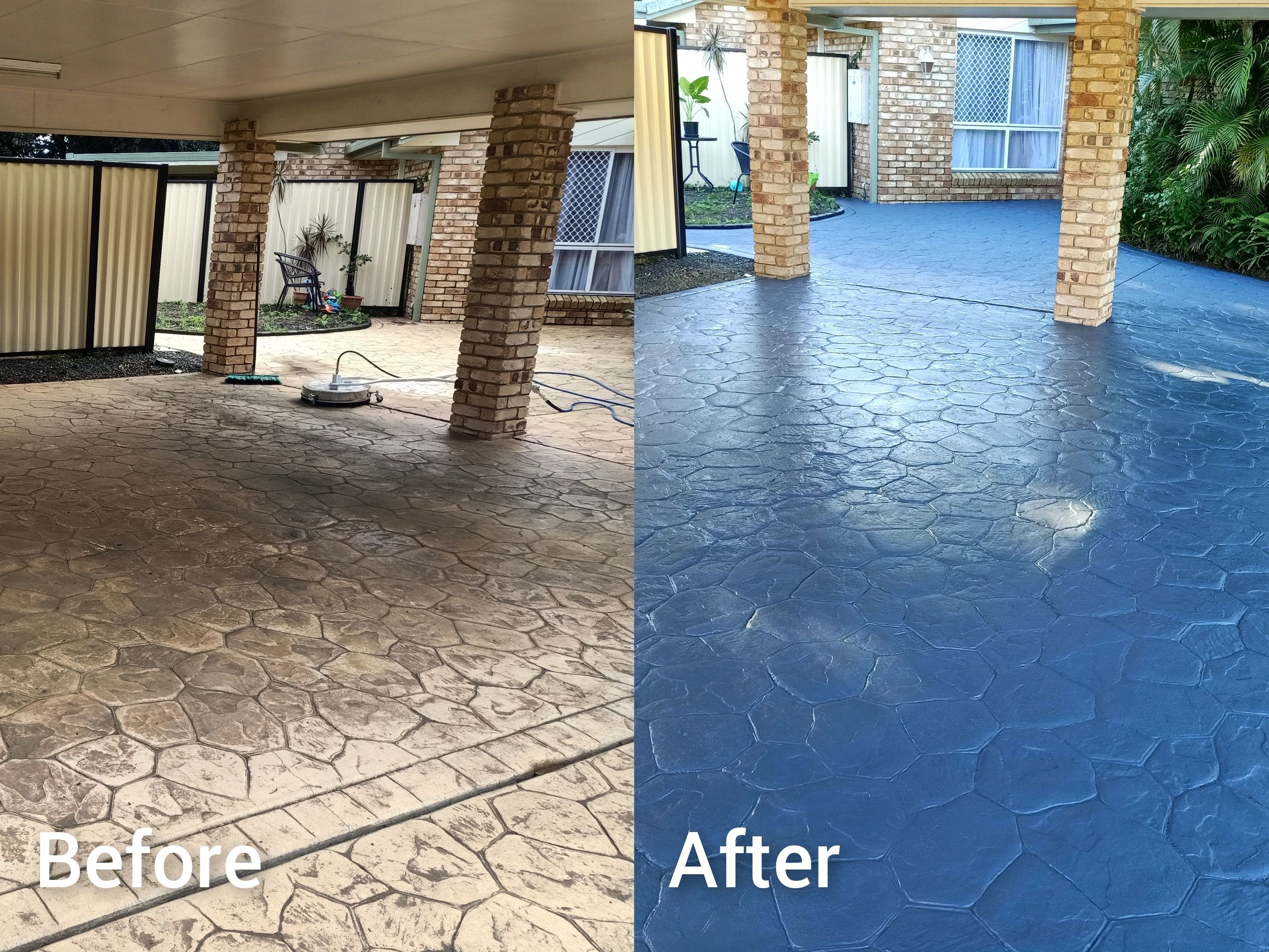 Clear sealed concrete patio surface in North Brisbane