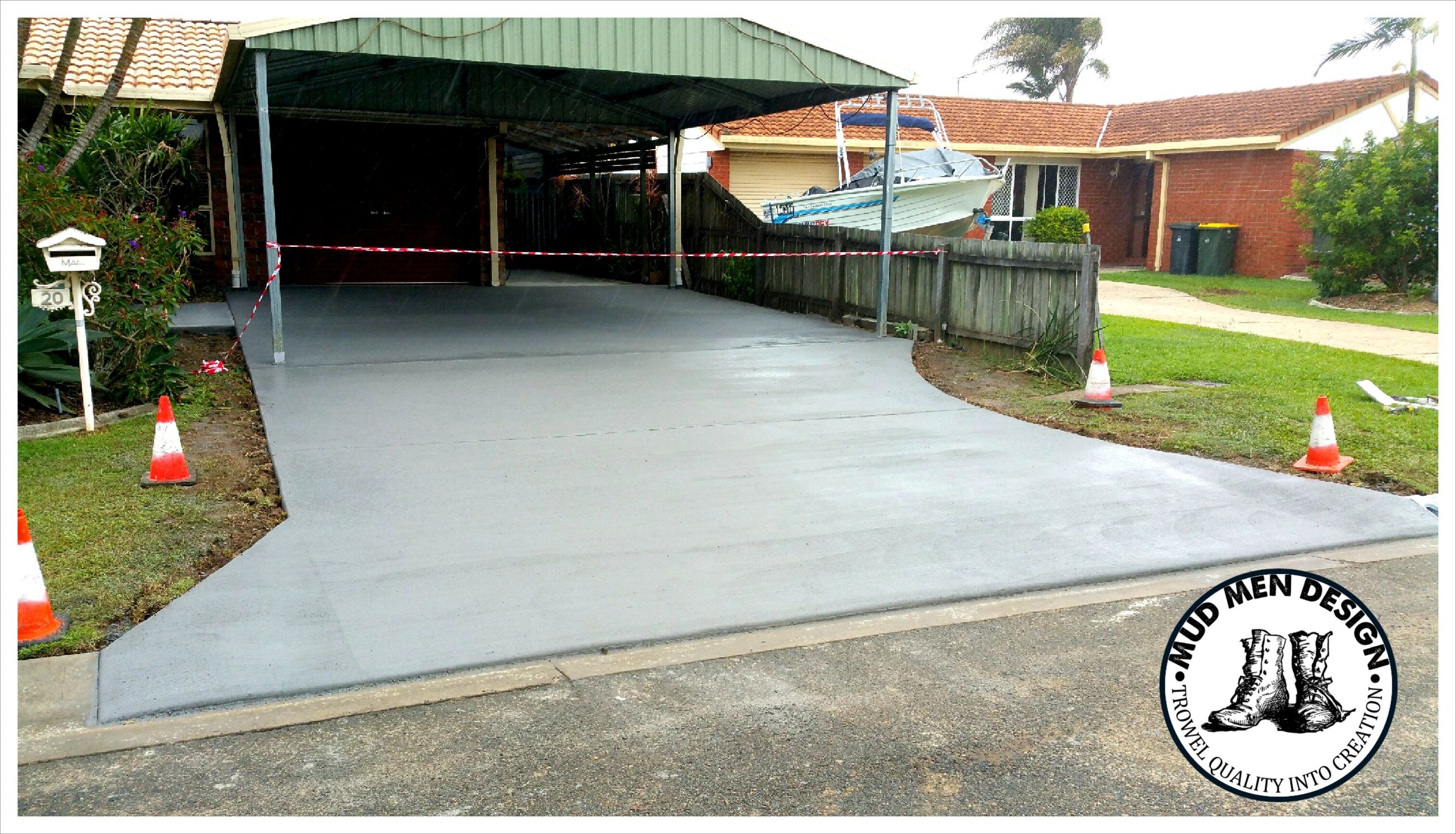 Widened concrete driveway extension matching existing concrete in North Brisbane