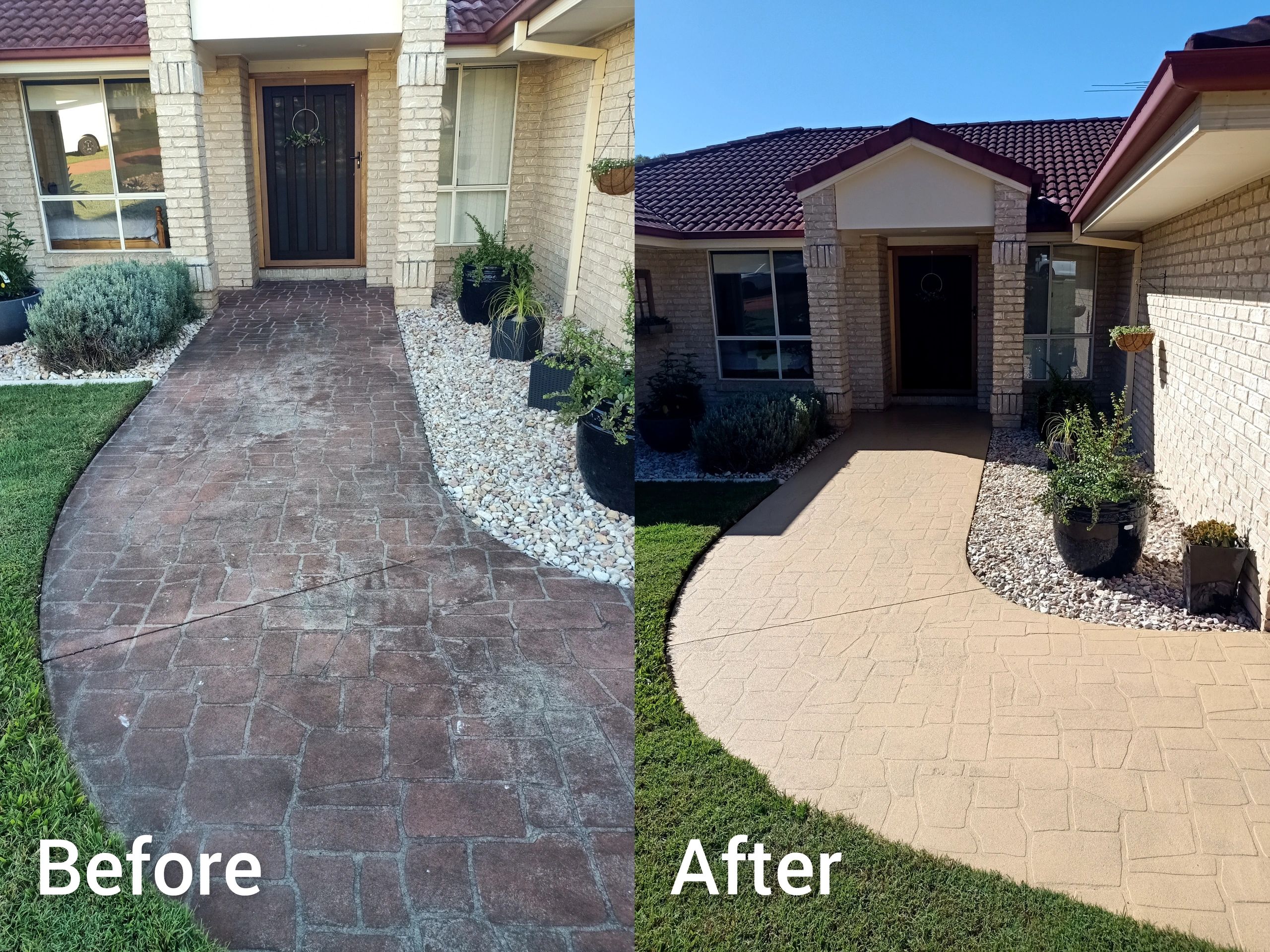 Colour sealed outdoor concrete patio on the Sunshine Coast
