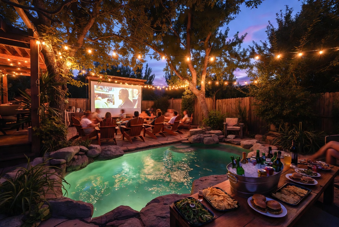 Family enjoying a backyard party