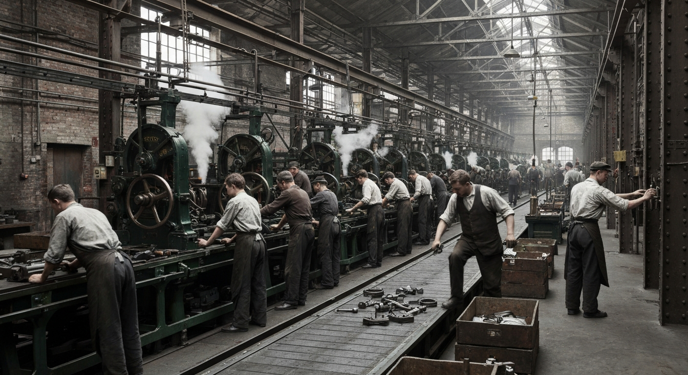 Producción masiva de automóviles en la fábrica de Ford