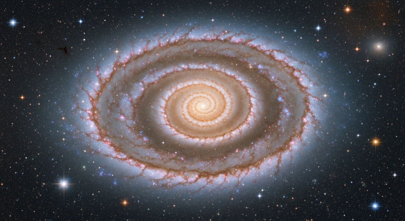 Galaxia mostrando patrones similares a la espiral de Fibonacci