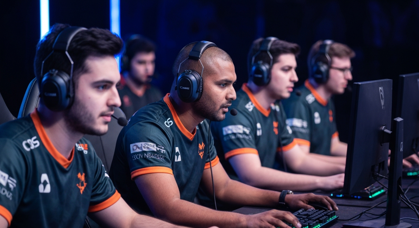 Jugadores profesionales compitiendo en un torneo de esports