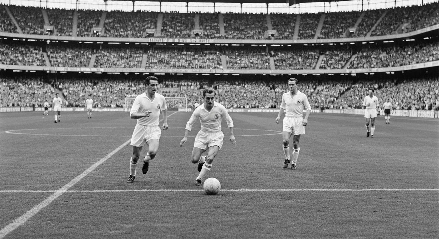 Equipo del Real Madrid dominando las primeras ediciones de la Copa de Europa