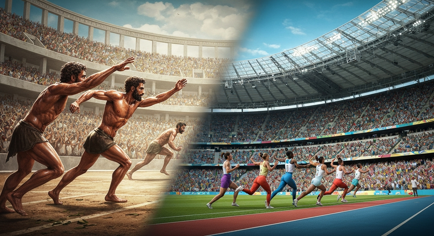 Representación de los Juegos Olímpicos desde la Antigua Grecia hasta la actualidad
