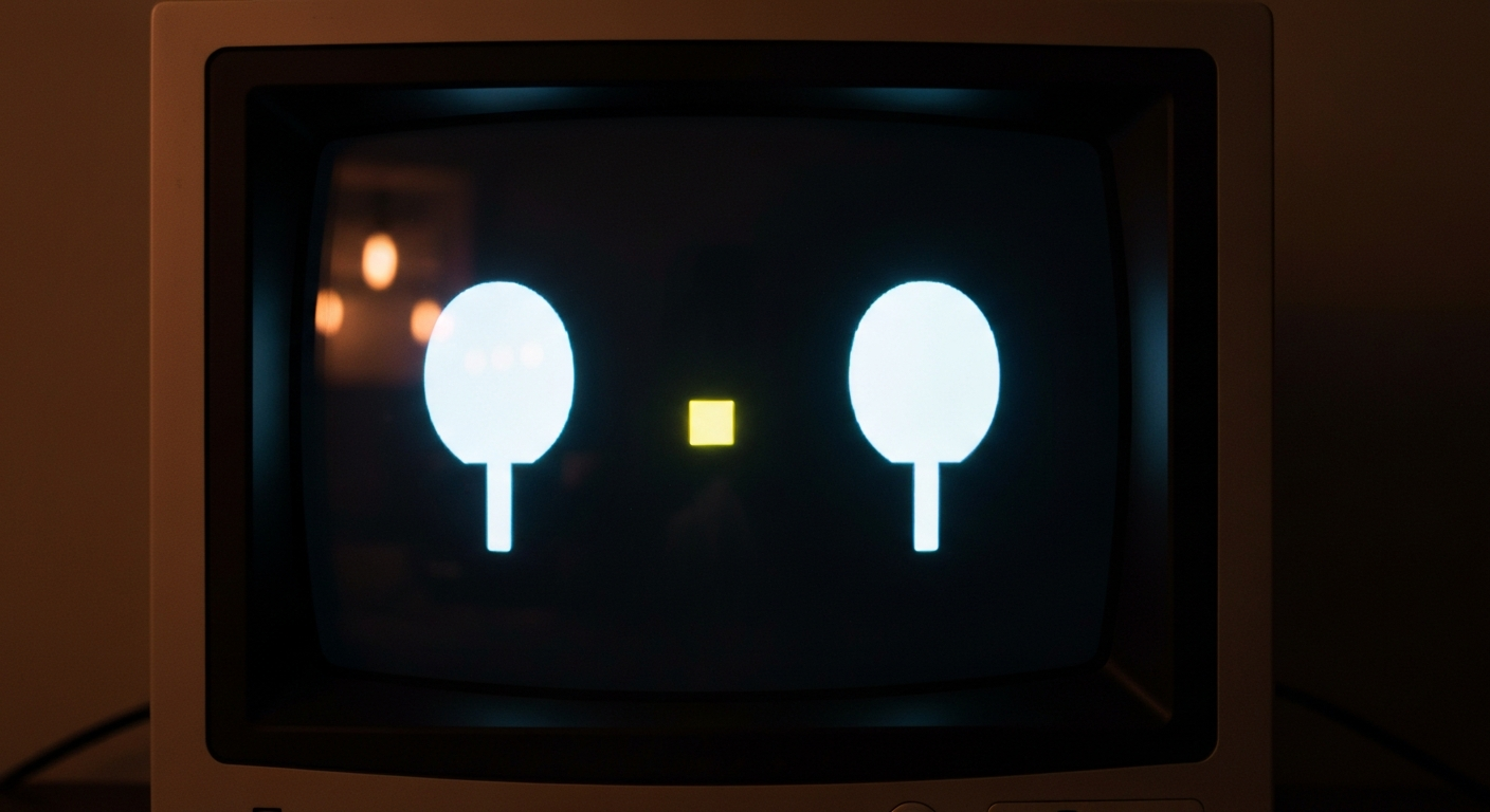 Pantalla del videojuego Pong considerado uno de los primeros éxitos comerciales