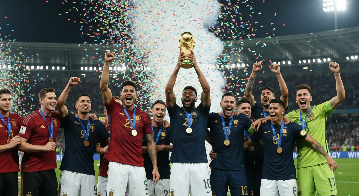 Selección campeona levantando la Copa del Mundo