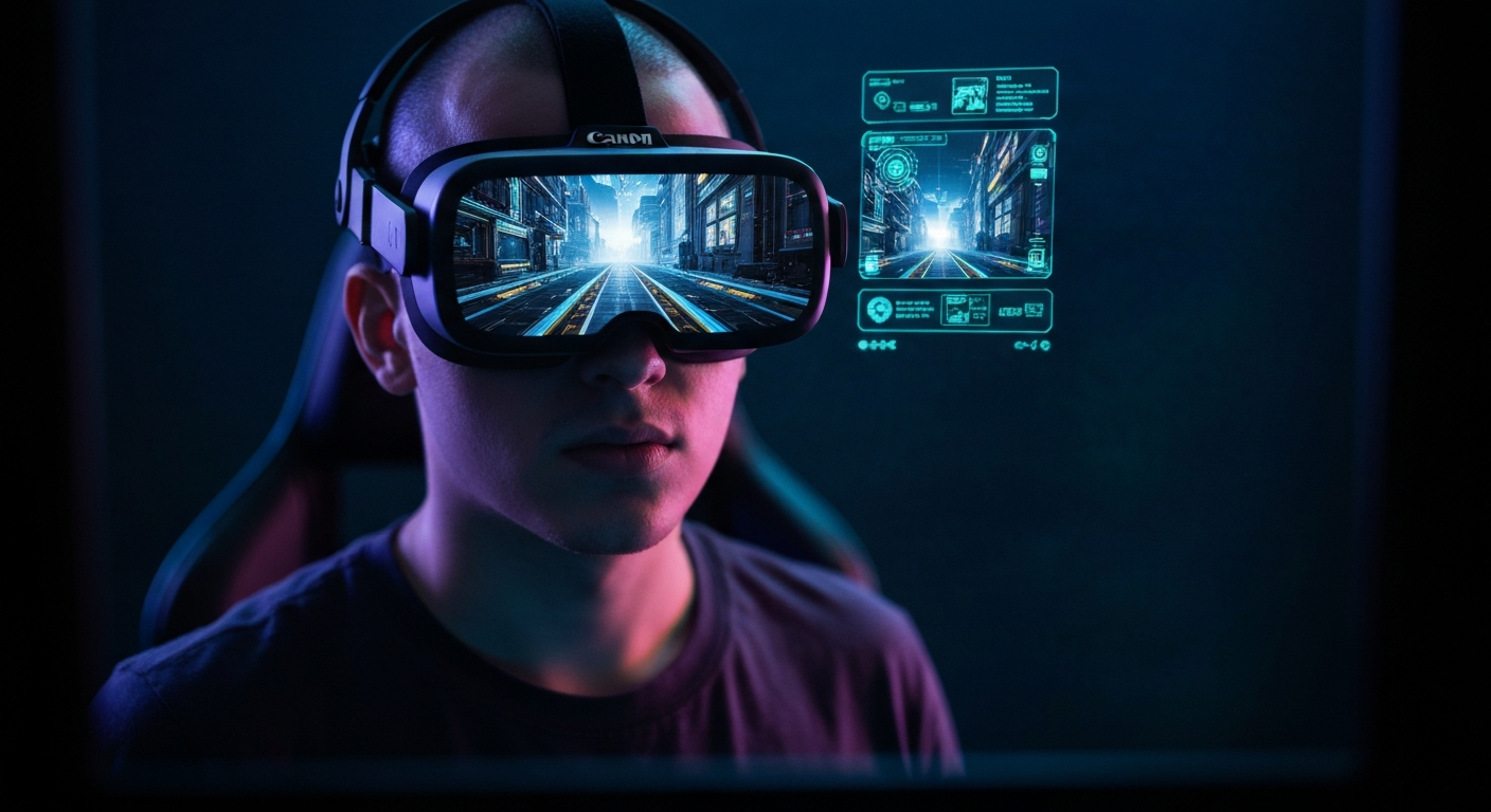 Jugador utilizando un sistema moderno de realidad virtual