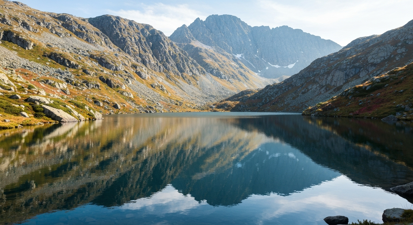 Lago oculto rodeado de paisajes naturales espectaculares