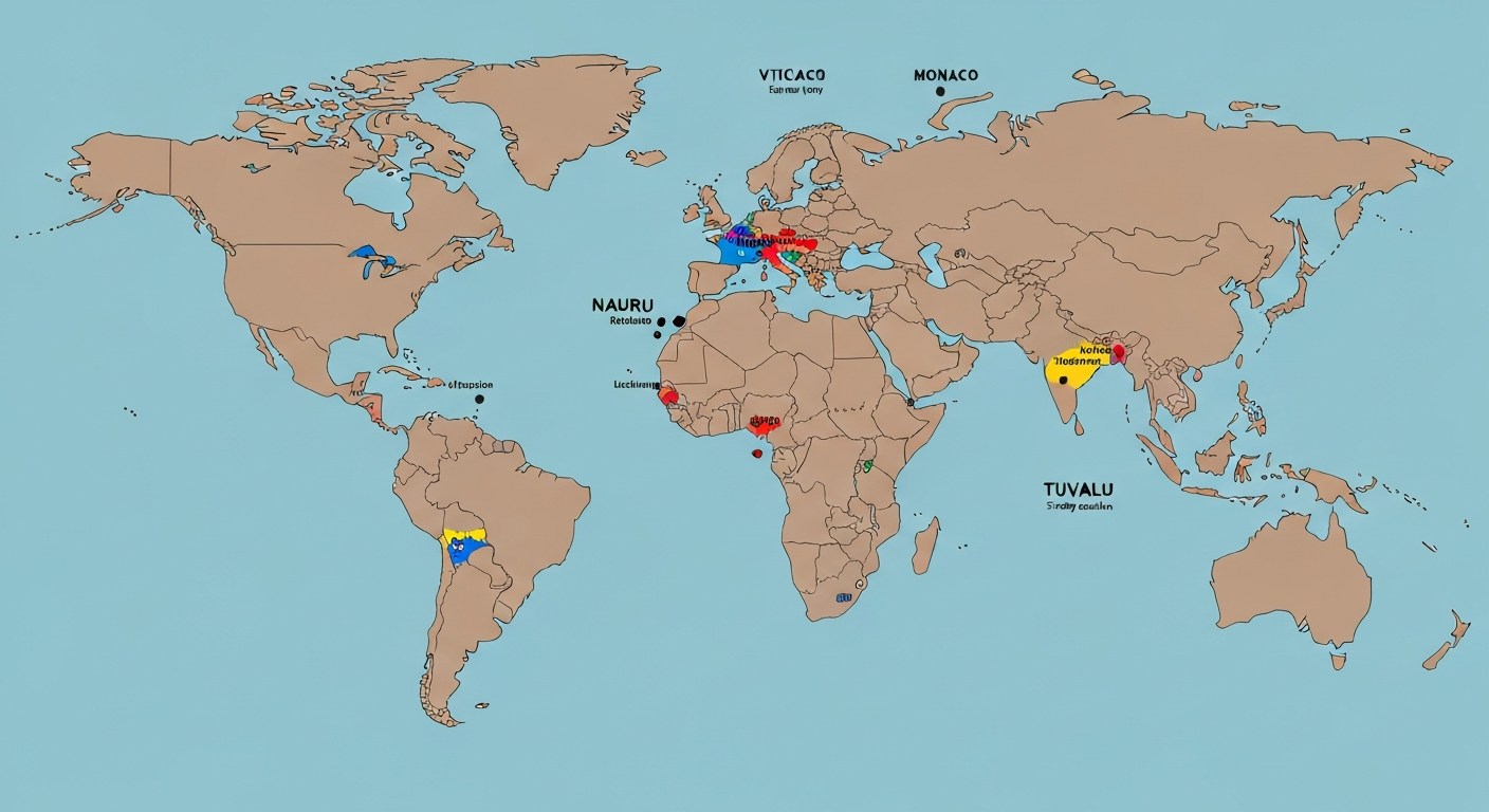 Mapa comparativo de los países más pequeños del planeta