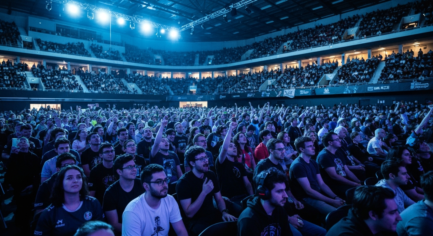 Espectadores siguiendo una competición de videojuegos en directo