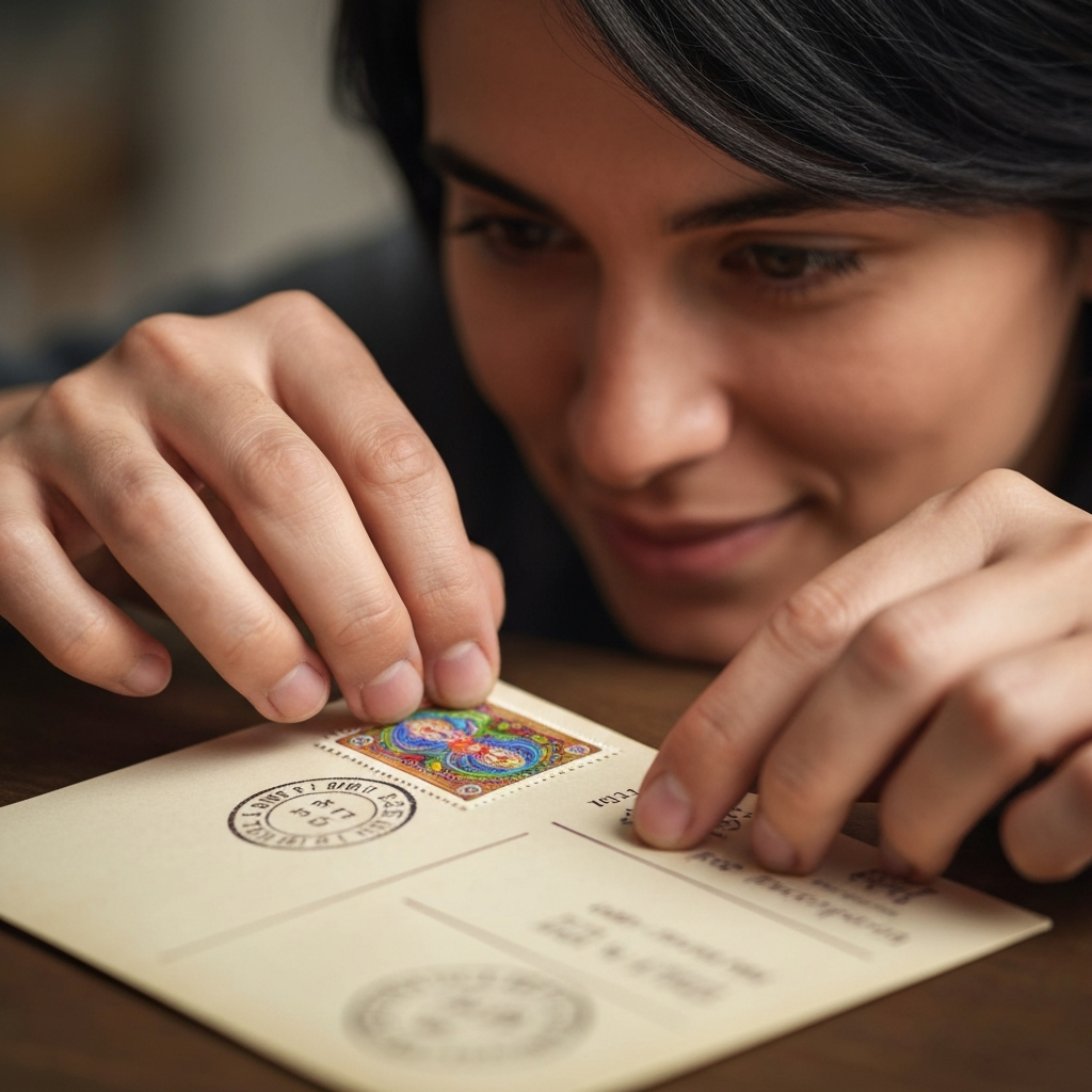 Placing Postage Stamp