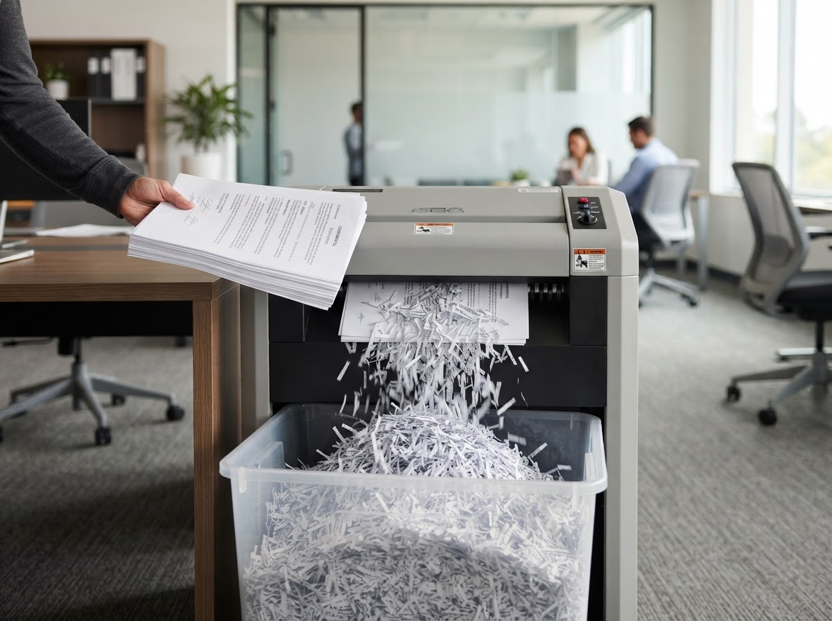 Secure document shredding machine