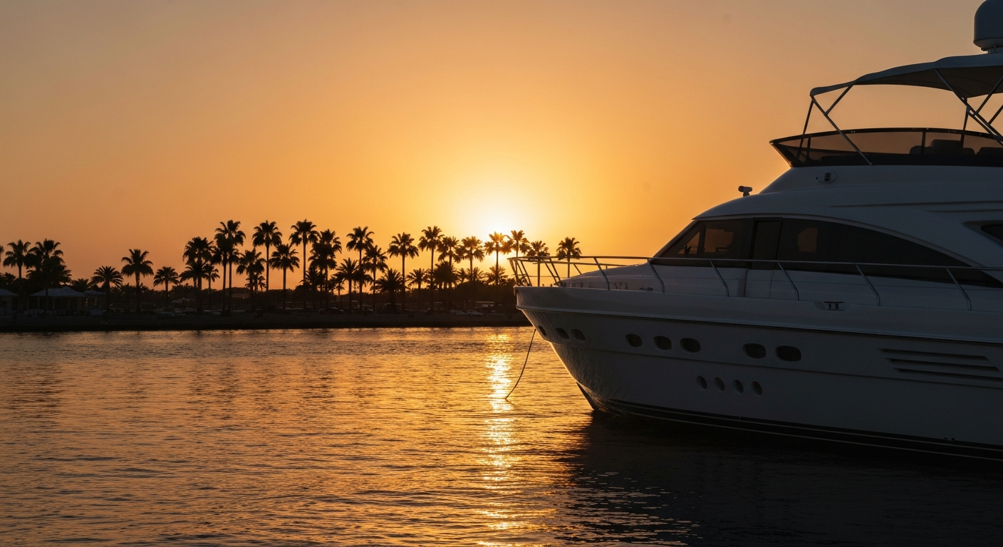 Luxury yacht sunset