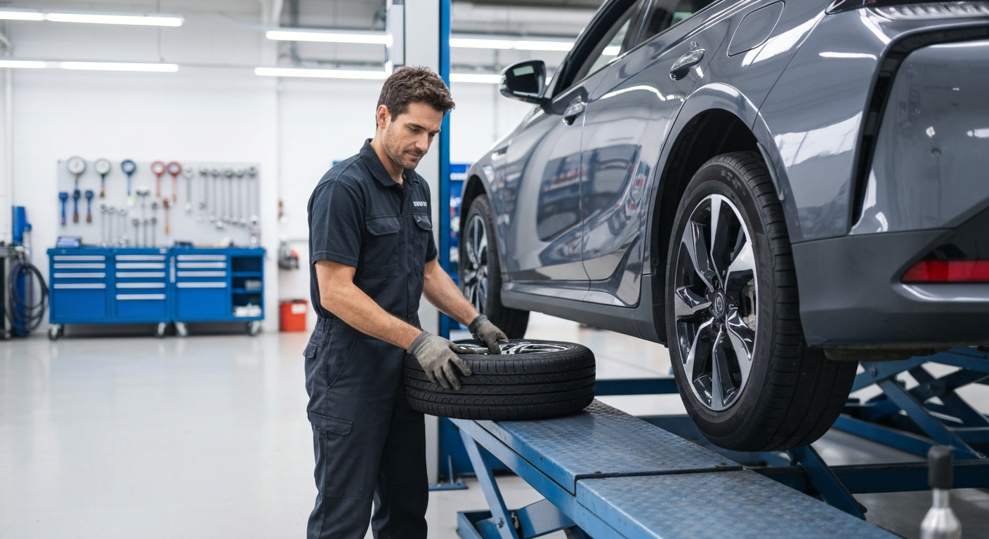 Tire and suspension service illustration - mechanic North Logan UT
