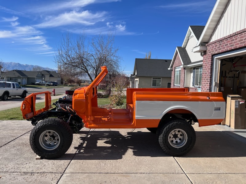 Custom orange truck restoration - Vito's Body Shop North Logan