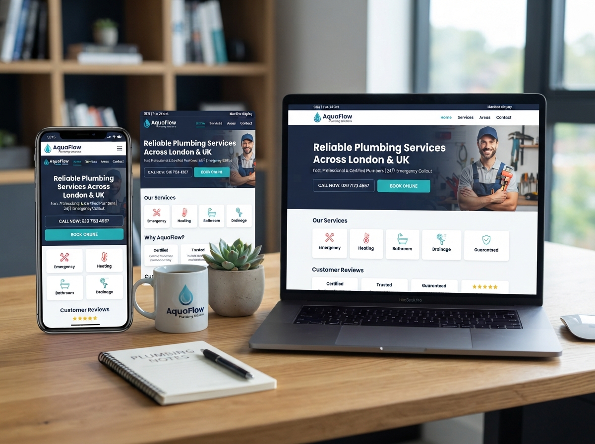 Professional trade website on phone and laptop