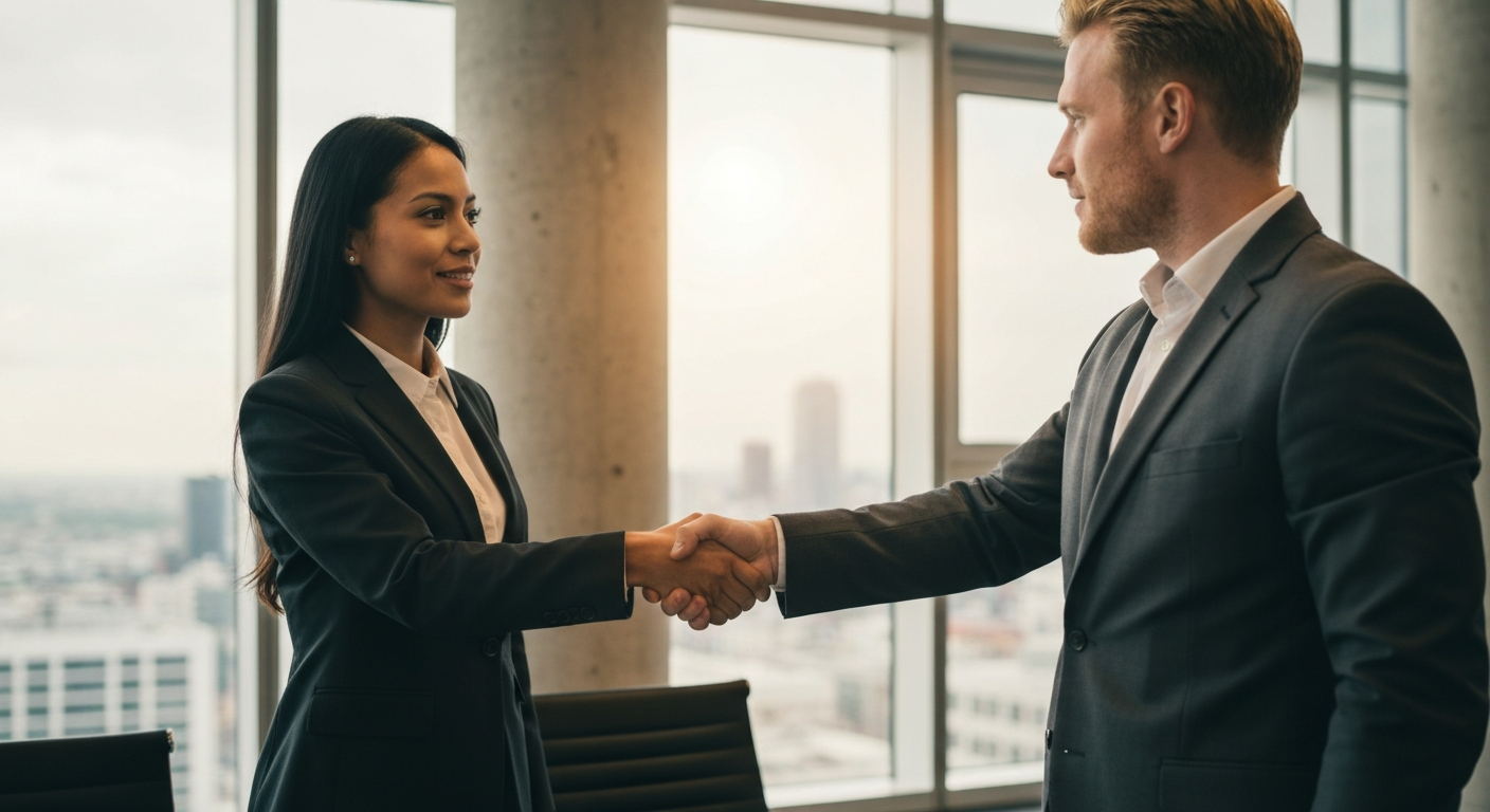 Business partnership handshake