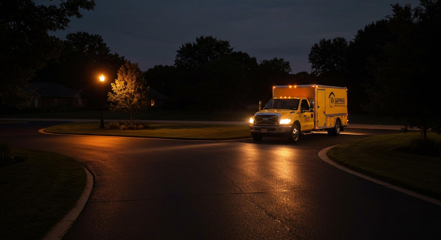 Service truck at dusk
