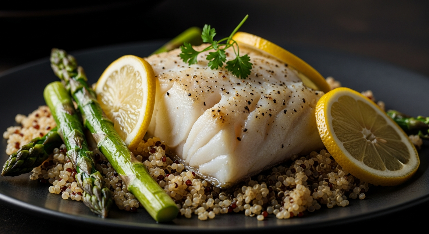 Baked Cod with Quinoa & Asparagus
