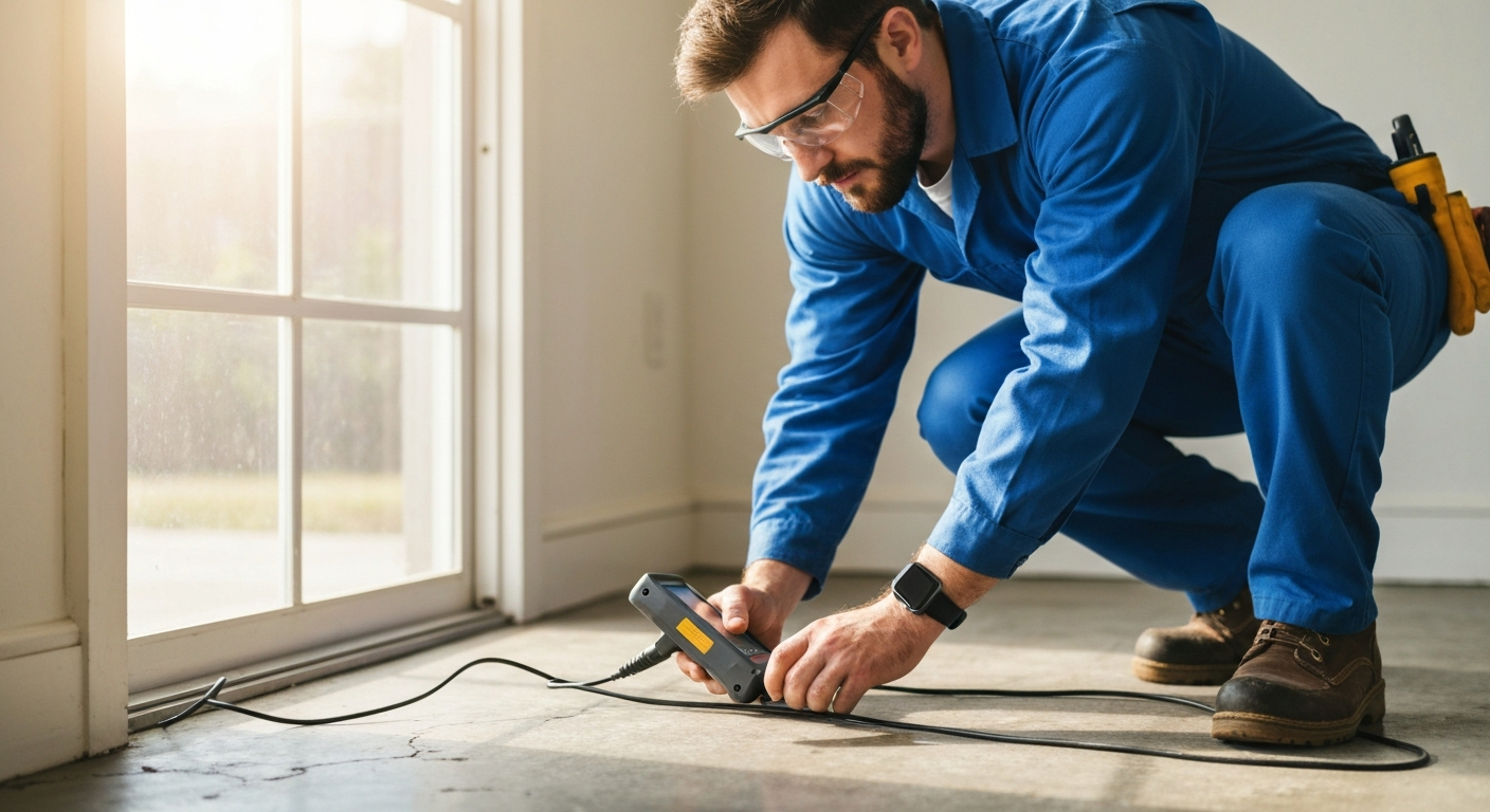 Slab Leak Repair Los Angeles CA — Plumber using electronic leak detection equipment — America's Best Plumbing 1 LLC