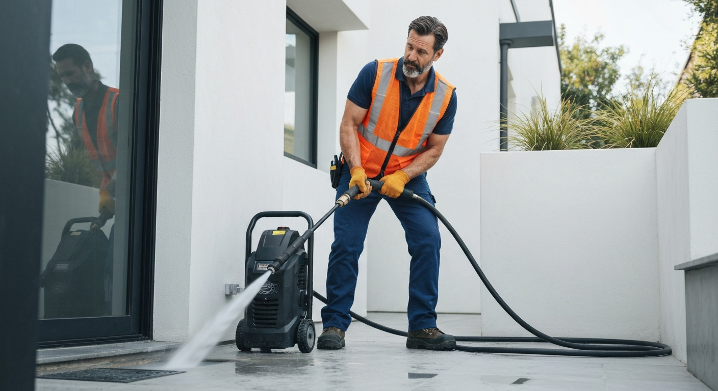 Drain Cleaning Los Angeles CA — Plumber using hydro-jetting equipment — America's Best Plumbing 1 LLC
