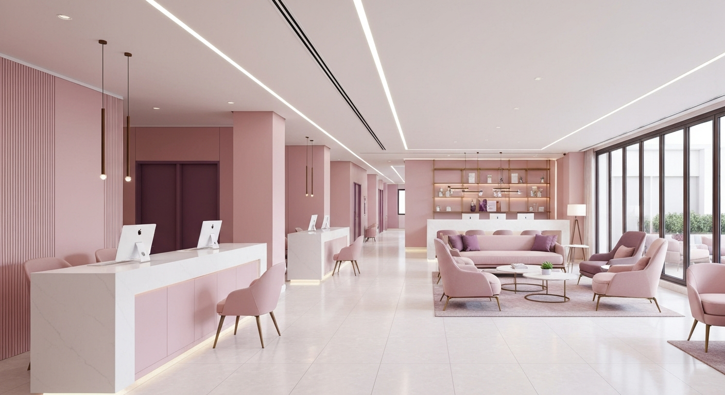Luxury modern hospital reception and waiting area